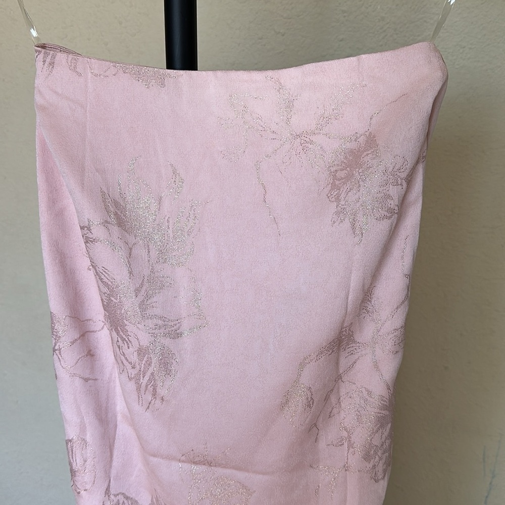 HOUSE OF CB Luisette Floral Satin Midi Skirt in Pink‎ Metallic Size XS NWOT - Picture 6 of 8